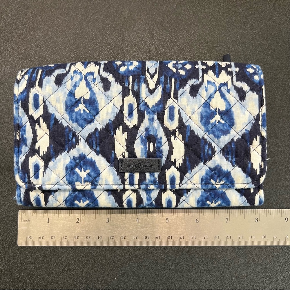 Vera Bradley Indigo and White Quilted Clutch